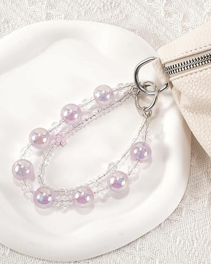 Phone Charm for Women, Anti-Theft Phone Wrist Strap Hands-Free & Beaded Chain,Tether Tab
