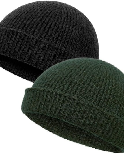 vidsel Thin Wool Fisherman Beanie Hat for Men Women Fall Winter,Short Knit Cuffed Fashion Trawler Skull Cap,Watch Cap