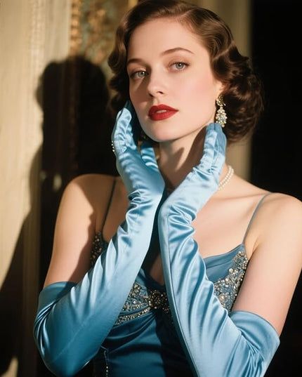 THARAHT Women Long Gloves with Satin Elbow Length for 1920s Opera Tea Party Costumes Bridal Evening Dress