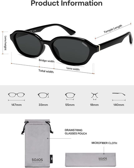 SOJOS Retro Rectangle Polarized Sunglasses for Women Men Trendy Hexagon Narrow Chic Y2K Sunnies SJ2629