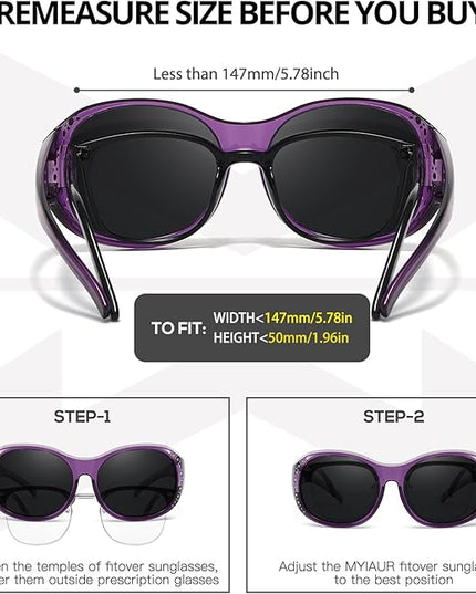 Myiaur Polarized Fit Over Glasses Sunglasses for Women Men, Over Sunglasses with UV400 Protection Anti Glare for Driving