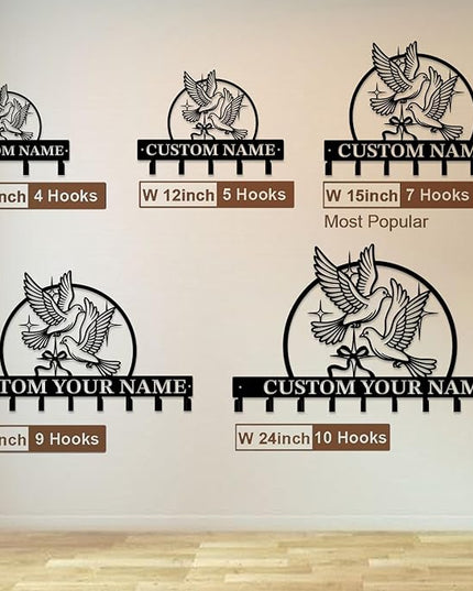 peanut case Customized Keys Holder - Personalized Birds Flower Key Hooks Wall Metal Sign Decor,Wall Holder, Garden,Door Hook (Style H)