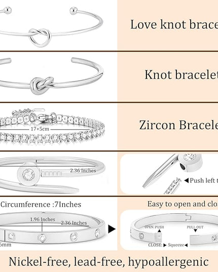 18 K Gold Plated Love Bangle Bracelet Stack Cuff Jewelry for Women Jewelry Set for Women Gift with Box