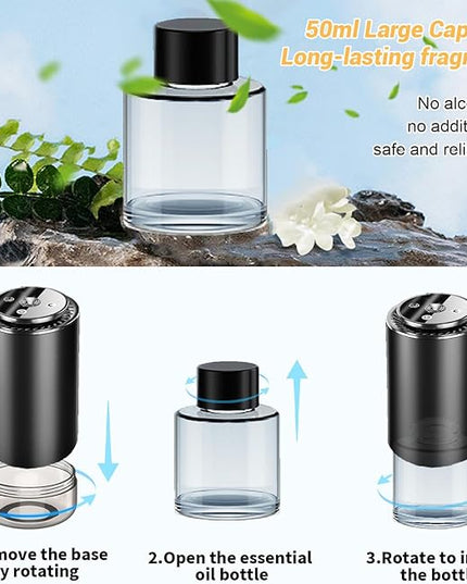 Smart Car Air Freshener, Car Air Freshener Diffuser with Starry Sky Projection and 50ml Perfume, Rechargeable Cars Aroma Diffuser, 4 Mode Adjustable, Auto On/Off Intelligent Cars Diffuser