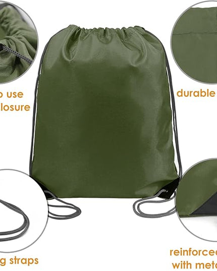 BeeGreen Drawstring Backpack Bags 20,30,50 Packs Reflective String Bags for Gym Sport Trip Cinch Sack DIY for Women Men