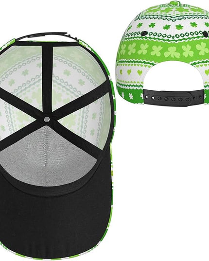 St. Patrick's Day Lucky Shamrock Hat Adjustable Irish Green Clover Baseball Cap Trucker Hat for Men Women
