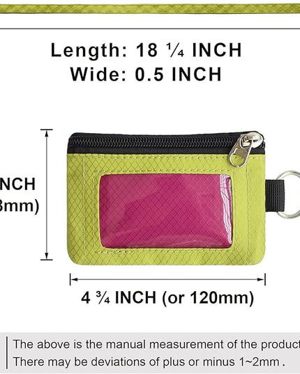 Minimalist RFID Blocking Small Wallet with ID Window,WaterResistant Zip Id Case Wallet with Lanyard Keychain for Cards,Cash,Travel,Women,Men