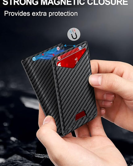 GHUKY Wallet for Men RFID Wallet with Money Clip, Slim Pop Up Card Holder for 10-12 Cards, Minimalist Smart Credit Card Case with ID Window, Bifold Metal Wallet for Front Pocket, Gifts for Men