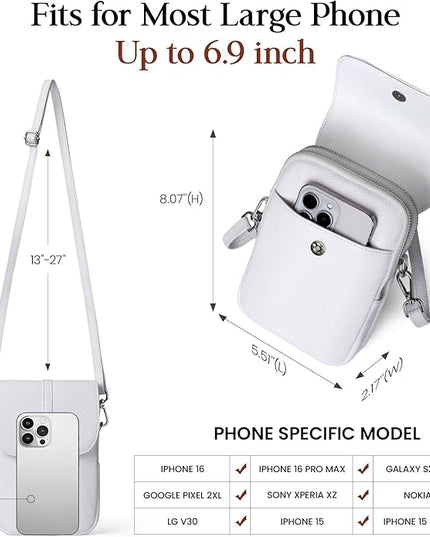 befen Genuine Leather Small Crossbody Bags for Women, Multi Pocket Cell Phone Crossbody Purse with RFID Blocking Card Slots