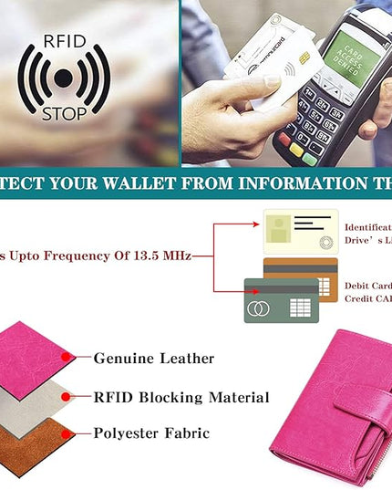 FALAN MULE Small Wallet for Women Leather Bifold Compact RFID Blocking Small Womens Wallet Purse