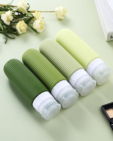 Travel Bottles for Toiletries, Tsa Approved 3oz Portable Travel Bottles, BPA Free Leak Proof Squeezable Silicone Travel Size Containers, Travel Accessories with Clear Toiletry Bag (4 Pack)