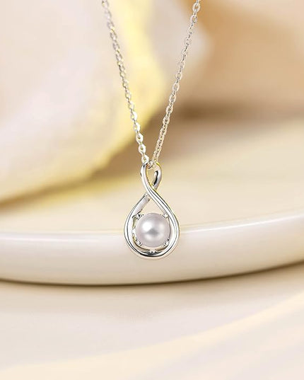 FANCIME 14K Solid Gold Birthstone Pendant with Sterling Silver Chain Infinity Gemstone Necklace Fine Jewelry Anniversary Birthday Christmas Gifts for Women Wife Her