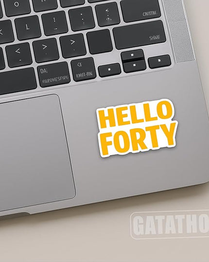 (3Pcs) Hello Forty Stickers – Happy 40th Birthday Sticker Cheers to 40 Years Waterproof Vinyl Decals for 40th Birthday Gifts, Water Bottles, Scrapbooks, Journals, 3 x 1.8 inch