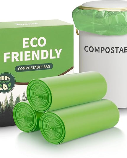 5 Gallon Trash Bags Compostable Compost Small Garbage Bag Extra Thick 0.78 Mil for Kitchen Bathroom BPI Certified 45 Counts, Green