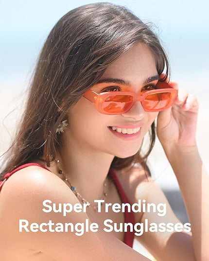 Dollger Rectangle Sunglasses for Women Men Trendy Retro Fashion Sunglasses UV 400 Protection Square Fram