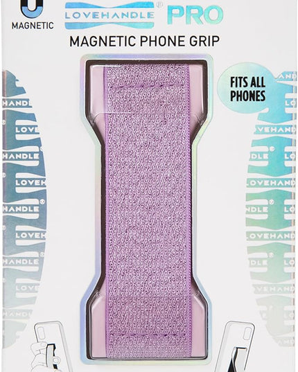 LOVEHANDLE PRO Premium Phone Grip - Elastic Phone Strap - Magnetic Phone Mount and Kickstand for Smartphone and Tablet - Pink Glitter