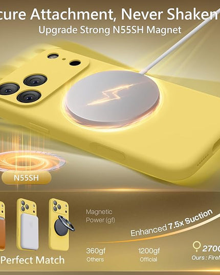 FireNova Magnetic for iPhone 17 Pro Max Case, Compatible with MagSafe, [Integrated Silicone Camera Control Button] [Camera Protection] Anti-Scratch Microfiber Lining Phone Case, 6.9", Yellow