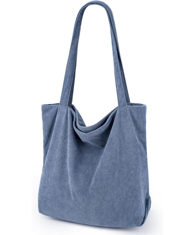Iioscre Corduroy Tote Bag for Women,Hobo HandBags with Zipper,Large Capacity Casual Shoulder Handbags with Inner Pockets