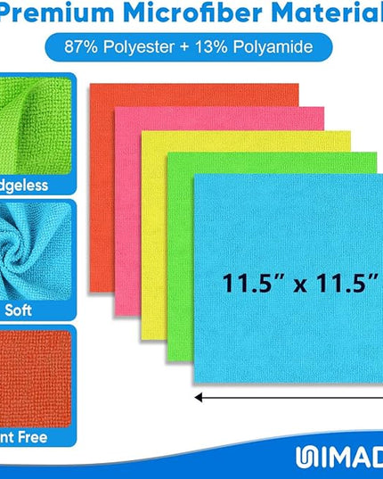 Microfiber Cleaning Cloth, 50PK Reusable Shop Rags Bulk Microfiber Cleaning Cloth Lint Free Cleaning Towels for Car Kitchen Automotive Bar Mechanic Restaurant Garage, 11.5"x11.5", Multicolor