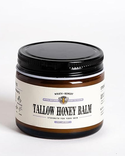 Organic Beef Tallow for Skin - 2OZ (Lavender, Concentrated) — Grass Fed Beef Tallow for face + Body — US-Made Tallow and Honey Balm Moisturizer for Dry & Sensitive Skin, Eczema, Rosacea(No Additives)