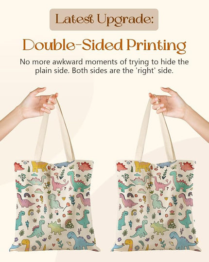 Aesthetic Tote Bag for Girls - with Magnetic Buckle and Zipper Inner Pocket for Women Lady Canvas Cotton Tote Bag
