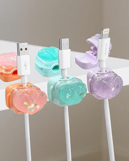 3Pack Magnetic Cable Clips for Nightstand, Adhesive Night-Glowing Cord Holder Organizer for Office Home Desk Wall Car (Heart)