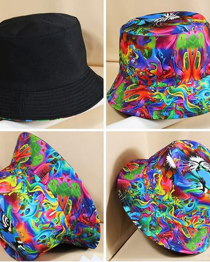 Malaxlx Unisex Bucket Hat Beach Sun Hat Aesthetic Fishing Hat for Men Women Teens, Reversible Double-Side-Wear