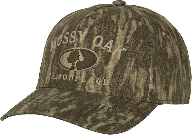 Mossy Oak New Bottomland Camo Baseball Cap – Low Profile Structured Hunting Hat, Pre-Curved Visor, Adjustable Snapback, One Size