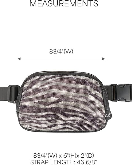 C.C Animal Print Rhinestone Fanny Pack – Leopard & Zebra Waist Bag, Crossbody Belt Bag with Adjustable Strap (Animal Print - Zebra)