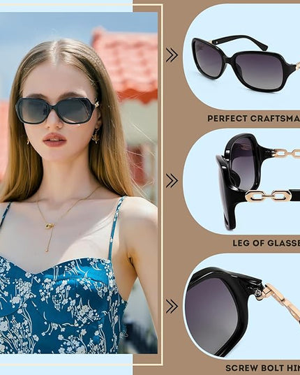 FEISEDY Vintage Square Polarized Sunglasses for Women UV400 Travel Driving Fashion Arcuate Sunglasses B2526