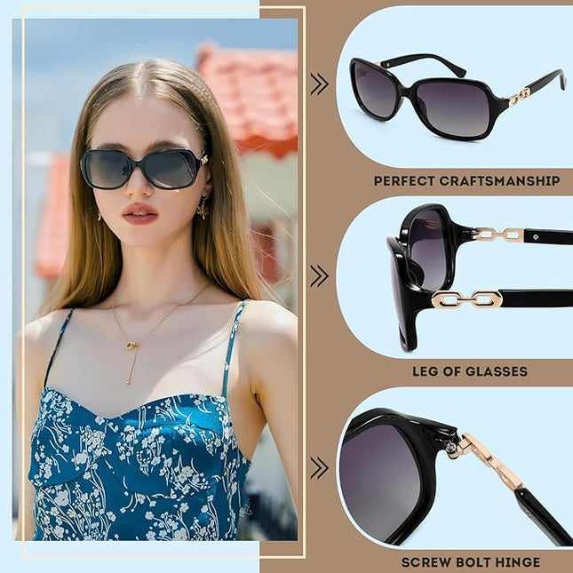 FEISEDY Vintage Square Polarized Sunglasses for Women UV400 Travel Driving Fashion Arcuate Sunglasses B2526