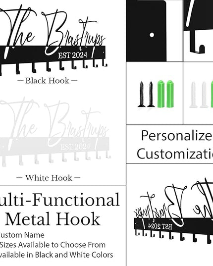 Hppybiry Personalized Metal Key Rack Hooks, Key Holder Wall Mounted Key Hooks, Name Theme Wall Decoration Hooks, Key Hanger Organizer for Living Room, Entryway, Bathroom, Office Decor(Above)