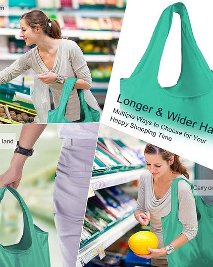 BeeGreen Reusable-Grocery-Bags-Foldable-Machine-Washable-Reusable-Shopping-Bags-Bulk Colorful 10 Pack 50LBS Extra Large Folding Reusable Bags Totes w Zipper Storage Pouch Lightweight Polyester Fabric