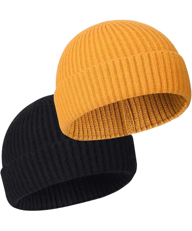 50% Wool Warm Cuffed Swag Knit Short Fisherman Beanie for Men Women Winter Hats Trawler Skull Cap