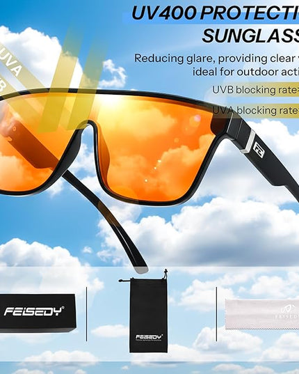 FEISEDY Sunglasses for Women Men, Fashion Mirrored Single Lens, Driving Beach Sunnies UV400 Shades B2996