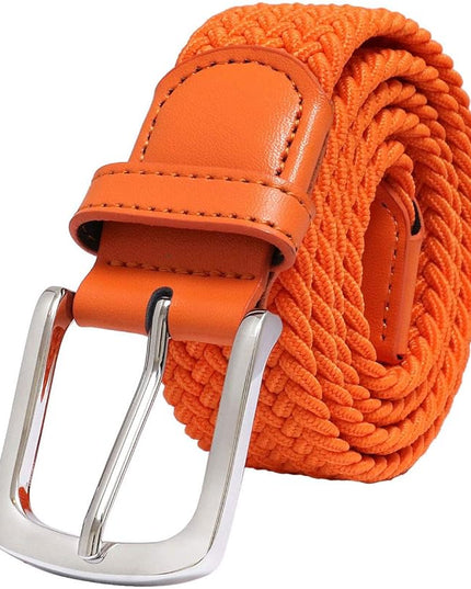 Falari Men Women Multicolored Elastic Stretch Braided Belt Canvas Fabric Woven No Holes Belt