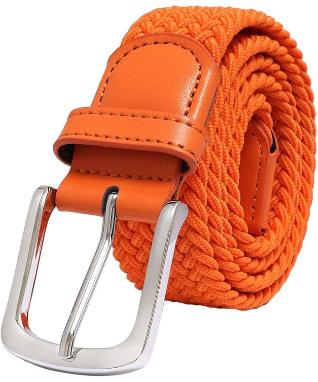 Falari Men Women Multicolored Elastic Stretch Braided Belt Canvas Fabric Woven No Holes Belt