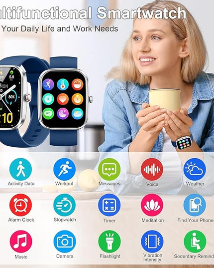 Fempoin Smart Watch, 1.96" HD SmartWatch, Touch Screen Answer/Make Call, IP68 Waterproof 105+ Sport Fitness Tracker, Activity Tracker with Sleep Monitor/Heart Rate/Pedometer/SpO2 for Android iOS