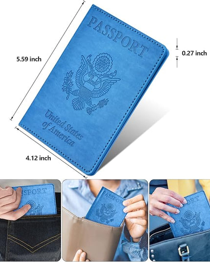 Eoehro Passport Holder for Travel Essentials-2Pack, Passport Wallet Cover Case for Travel Must Haves Accessories,Passport Book Holders for Women and Men