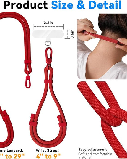 4 Pack Phone Lanyard & Wrist Strap, Cell Phone Lanyard for Around The Neck Adjustable Phone Strap for Most Smartphones