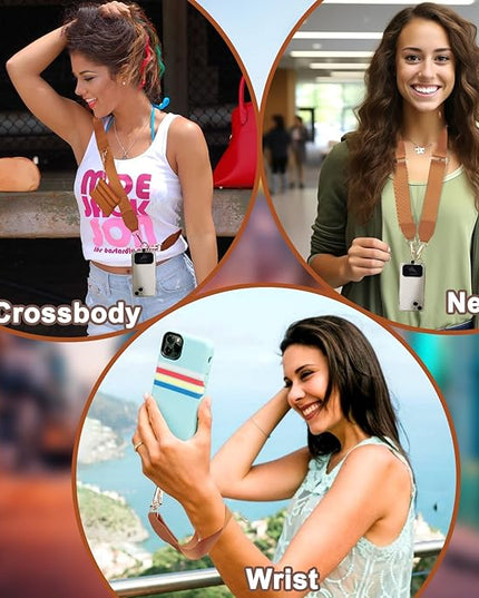 XANGNIER Clip and Go Strap for Phone with Wallet Crossbody, Phone Strap with Zippered Wallet, Adjustable Anti Theft Cellphone Lanyard for Women, Cellphone Chain Accessories,Multicolor 13