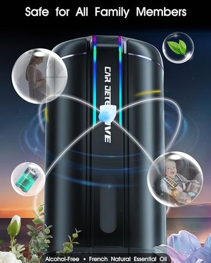 P6 Smart Car Air Freshener Diffuser - Auto On/Off, 4 Modes, 30-Day Battery, Ultrasonic Mist, Long-Lasting 4 Months, Jade Dragon Tea Scent