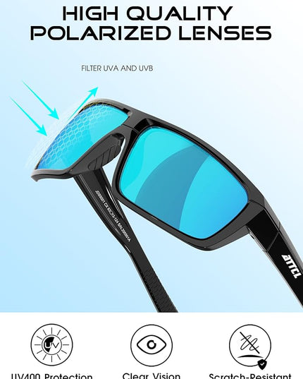 ATTCL Polarized Sunglasses Men for Fishing: UV Protection Lightweight TR90 Sports Wrap Sun Glasses Driving Golf Running