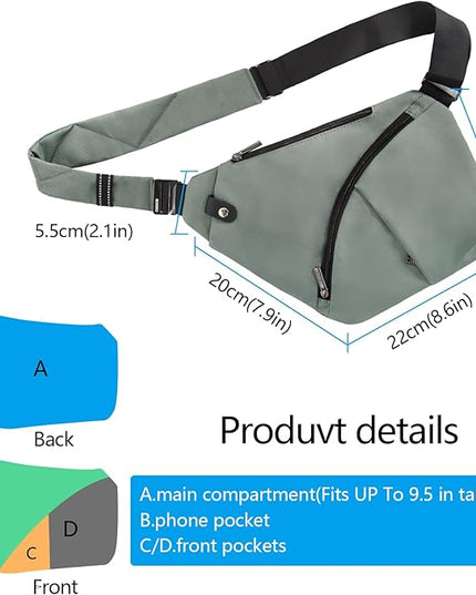Travel Sling Bag with RFID Pocket, Anti Theft Crossbody Bag for Women Men Casual Chest Outdoor Shoulder Hiking Bag