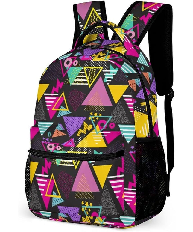 Fashion Geometric Retro 80S Style Backpack Lightweight Large Capacity Laptop Daybag for Travel Work