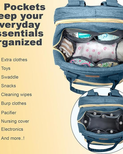 BosiBozi Baby Diaper Bag Backpack, Waterproof & Multi-Functional Baby Bag for Moms Dads, Travel Diaper Bag with Insulated Pockets & Pacifier Case