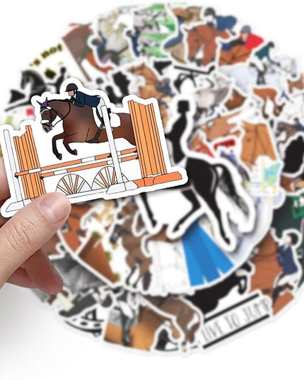 Equestrian Stickers for Water Bottle,Waterproof Vinyl 50pcs Stickers for Laptop Computer Phone Bumper Skateboard Luggage Decals for Teens Adults
