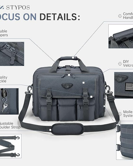 Large Tactical Laptop Bag for Men, Military 17.3 Inch Computer Bag Briefcase with Passport Wallet, Carry on Messenger Bag