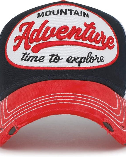 ililily Premium Road Trip Vintage Distressed Snapback Trucker Hat Baseball Cap
