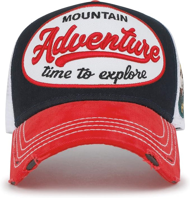 ililily Premium Road Trip Vintage Distressed Snapback Trucker Hat Baseball Cap